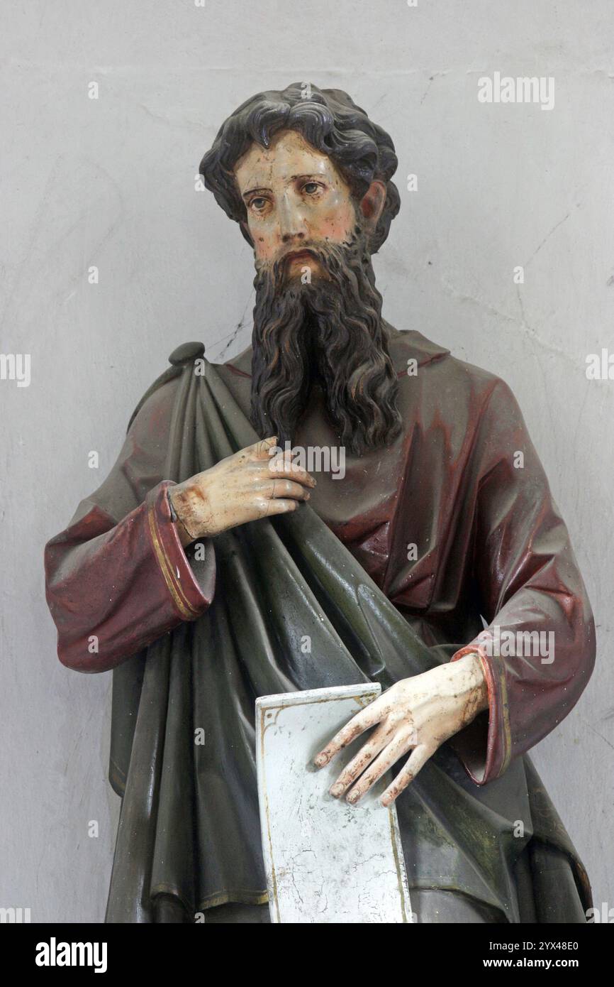 Saint Mark, statue on the main altar in the parish church Saint Mark the Evangelist in Trnjani, Croatia Stock Photo