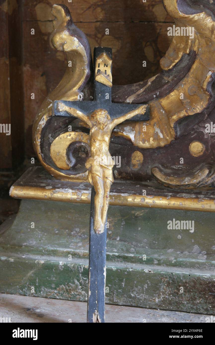 Crucifixion, Altar of the Passion of Christ in the Church of Saint Mary Magdalene in Cazma, Croatia Stock Photo