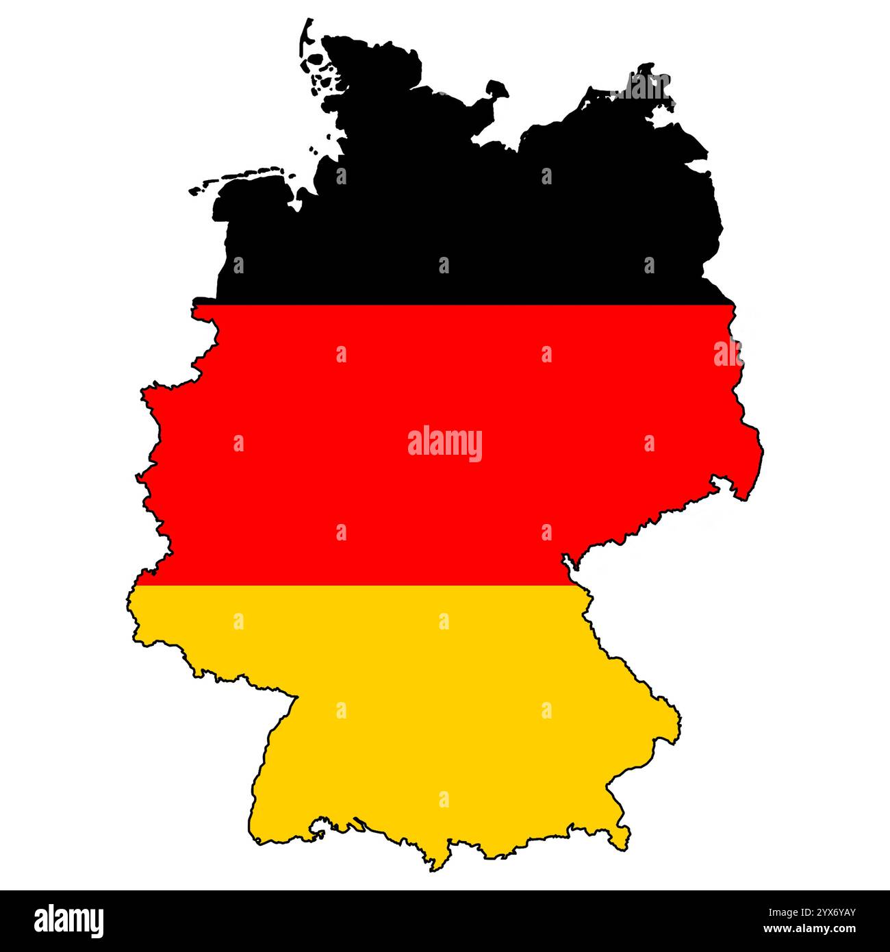 Outline of Germany with flag inserted Stock Photo