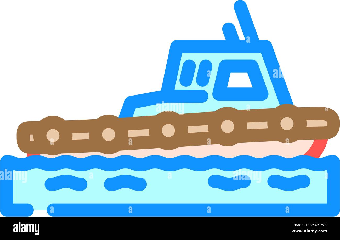 tugboat ship transport marine color icon vector illustration Stock Vector