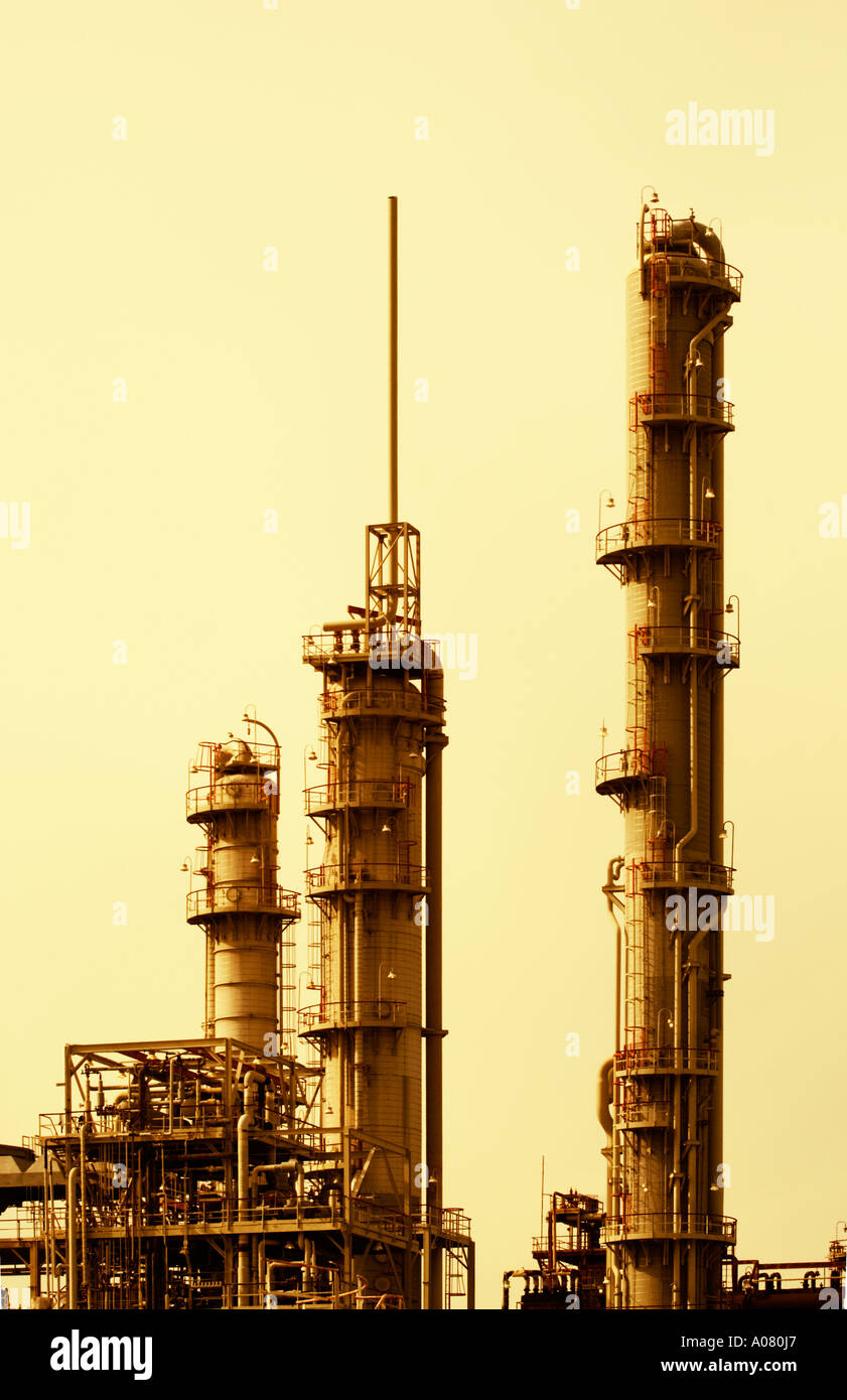 Energy Concept refinery cracking tower Stock Photo