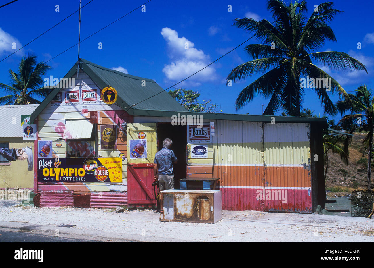 rural rum shop, Mount Gay, St Lucy, Barbados Stock Photo