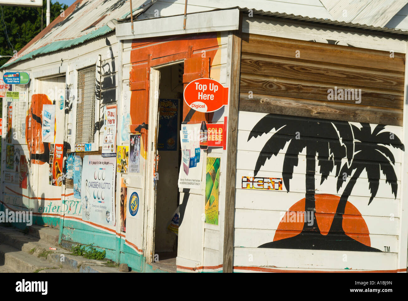 Barbados rum shop in St Lawrence Gap bar in traditional wooden house Stock Photo