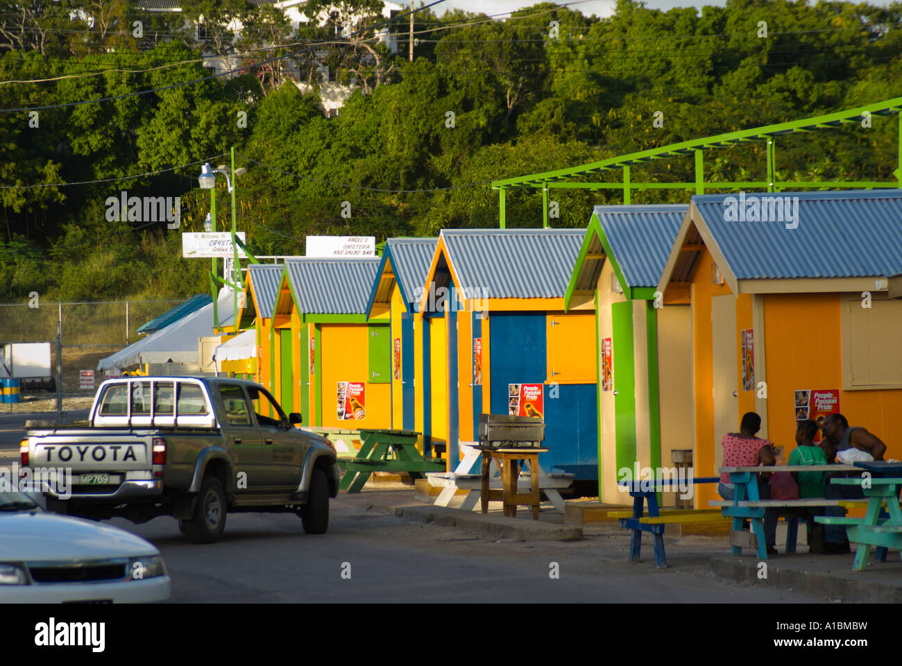 Oistins Fish Fry Barbados new fast food stalls erected 2006 Stock Photo