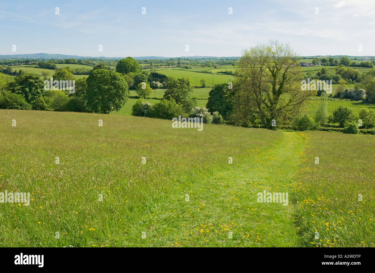 Northern Ireland County Armagh Navan Fort Bronze Age earthwork view from top Stock Photo