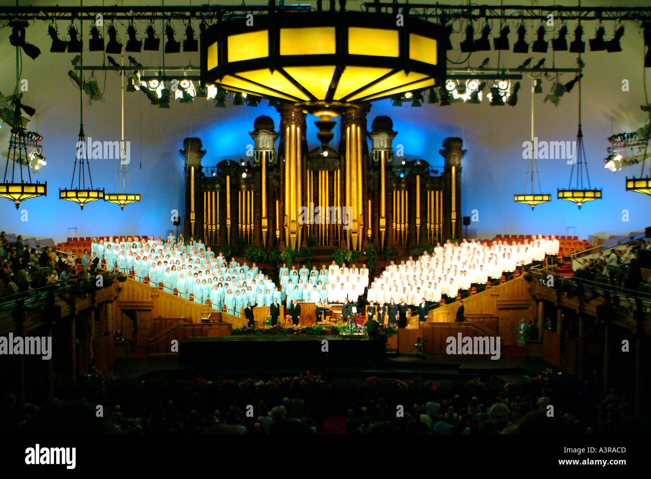 Mormon Tabernacle Choir in performance in their church in Salt Lake City Utah Stock Photo