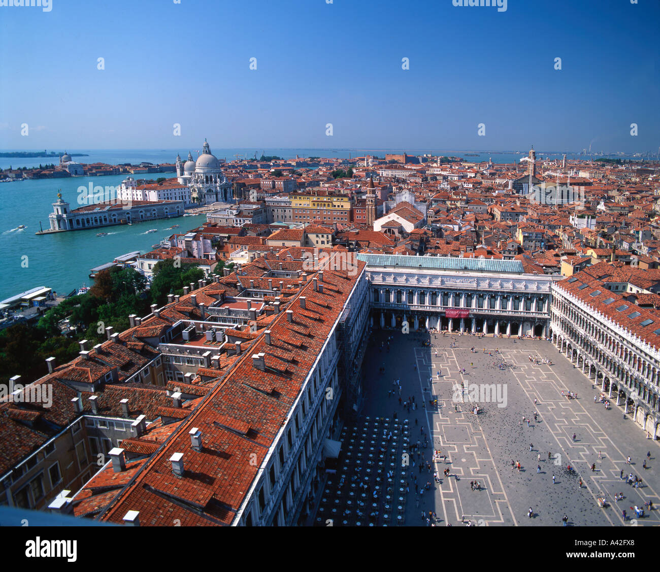 Italy venice St Marks square San Marco birds eyes view tourists Stock Photo