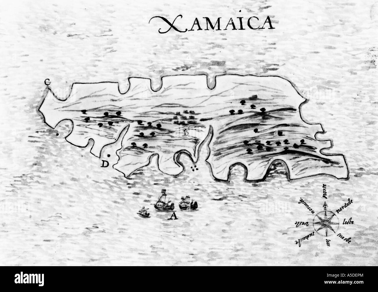 Historic Jamaica map Stock Photo