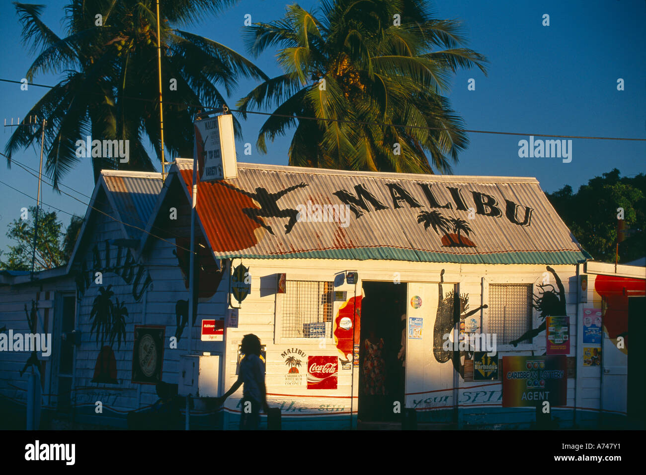 tropical Bajan rum shop nr St Lawrence Barbados Stock Photo