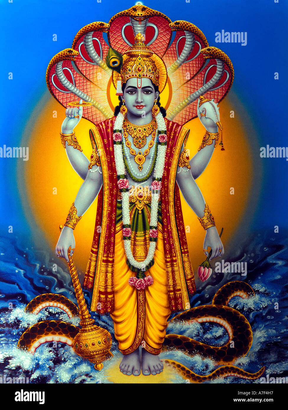 Vishnu Hindu God The Preserver/Protector Stock Photo