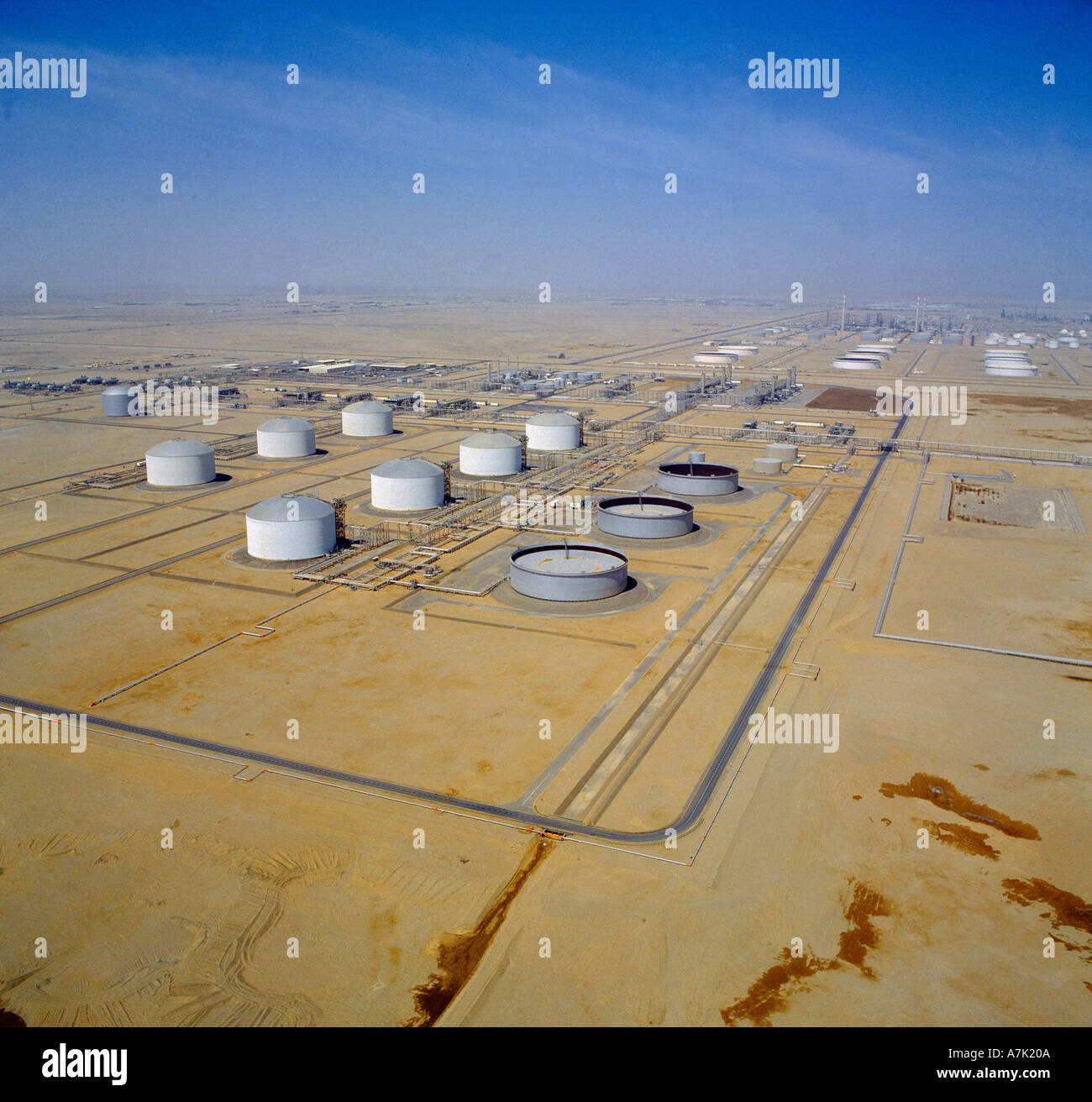 Yanbu Saudi Arabia Oil Storage Tanks In Desert Stock Photo