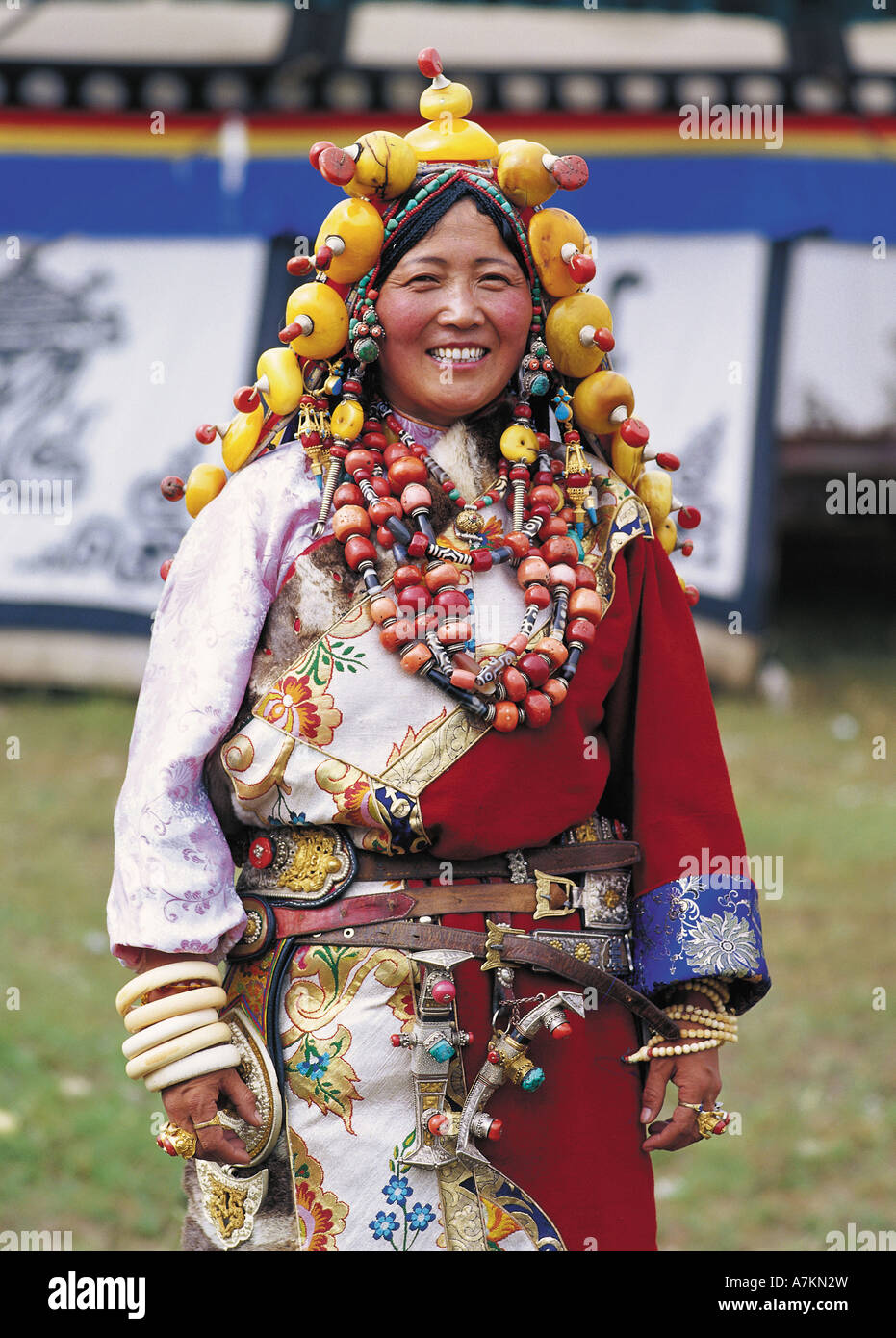 portrait of tibetan woman Stock Photo