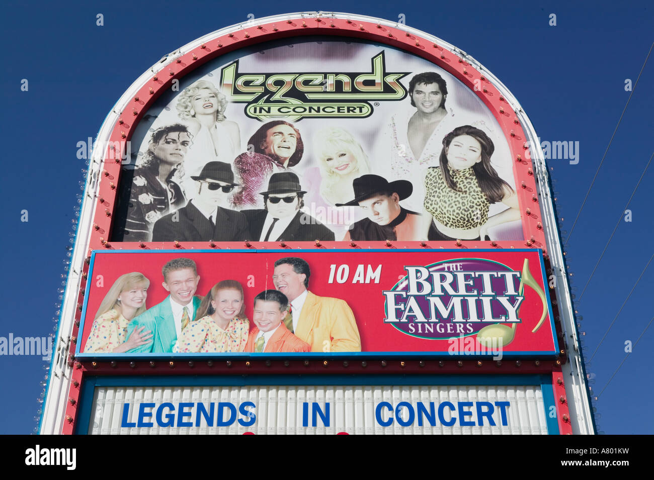 USA, Missouri, Branson, Marquee for the Legends in Concert Show Stock Photo