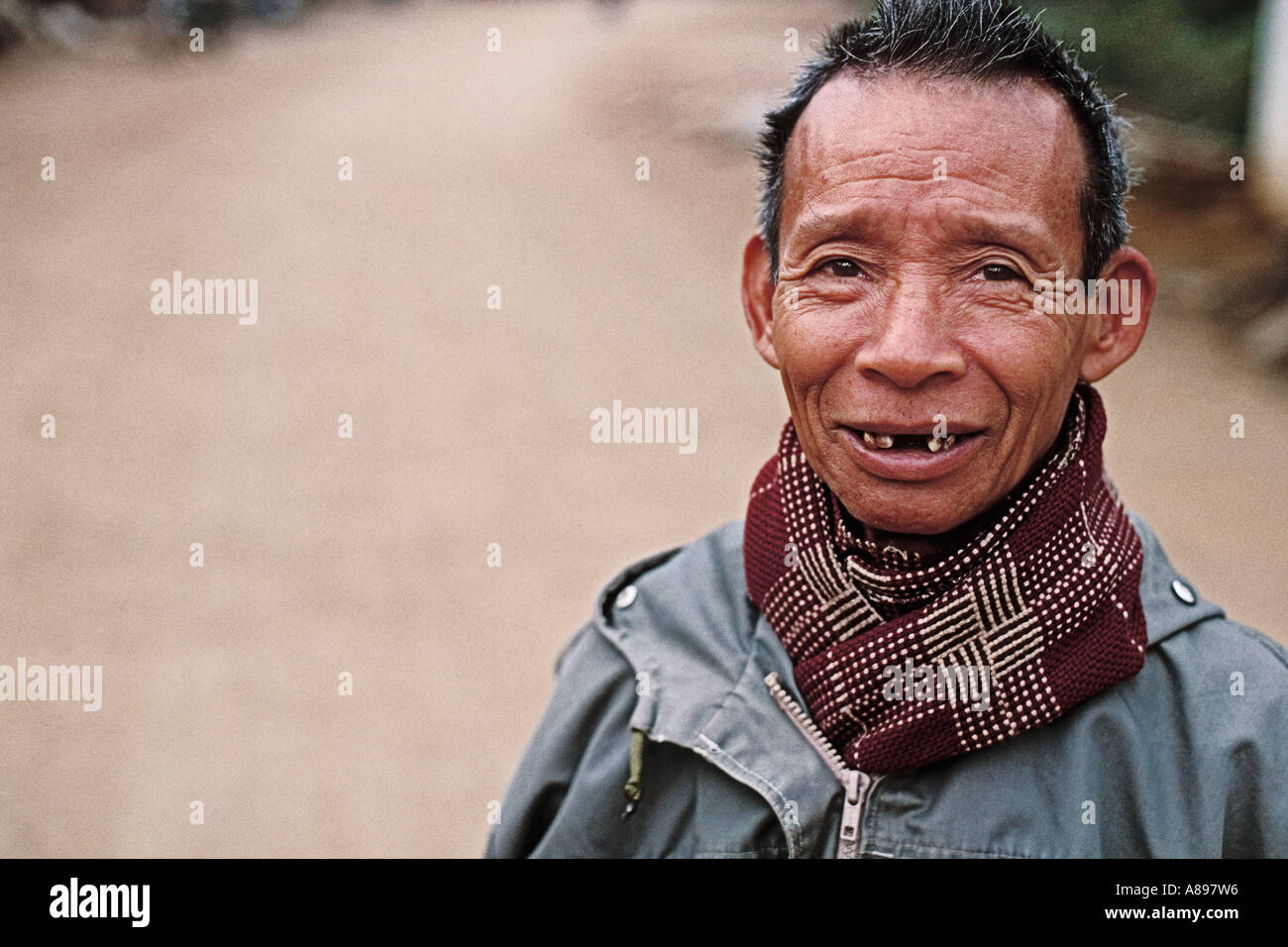 Vietnam, Man on dirt road near Lai Chau Stock Photo