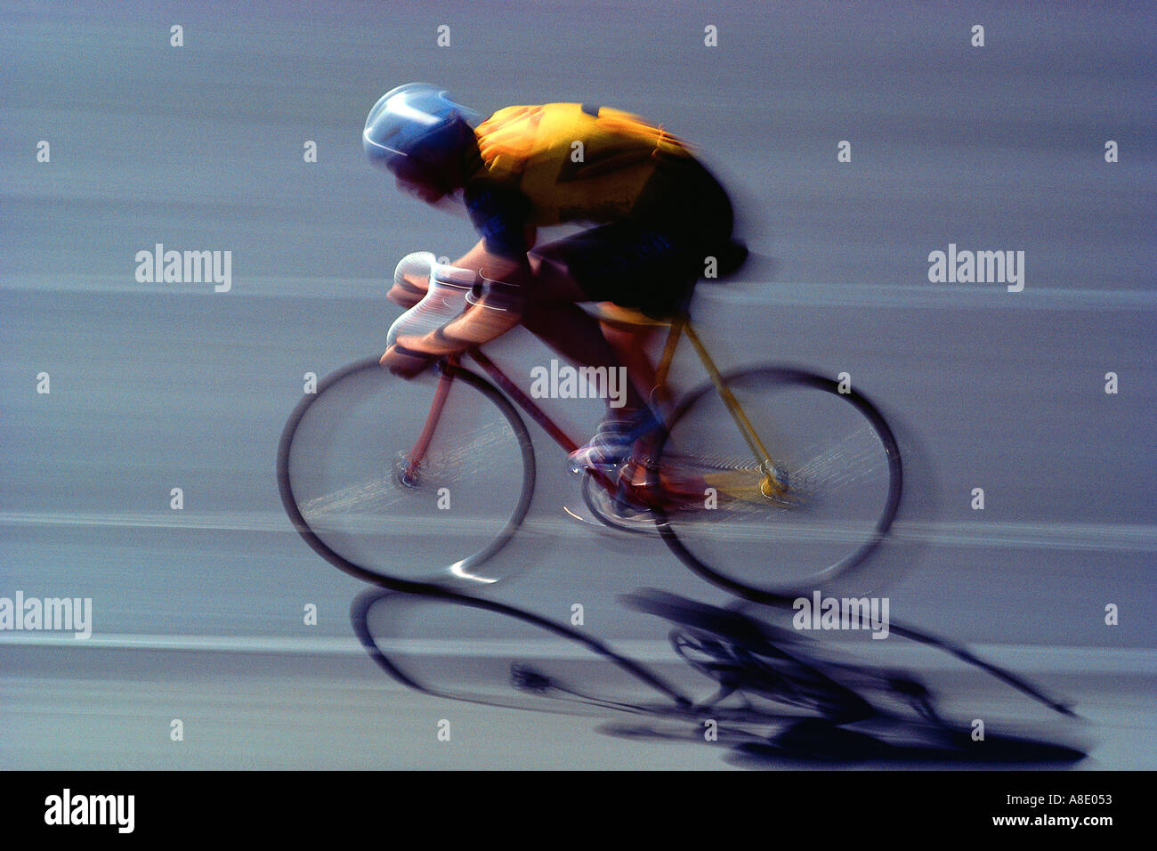 Bicycle racing on criterium track Stock Photo