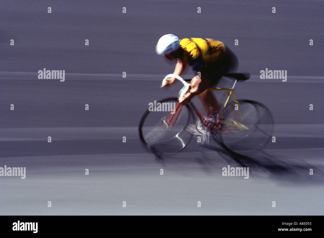 Bicycle racing on criterium track Stock Photo