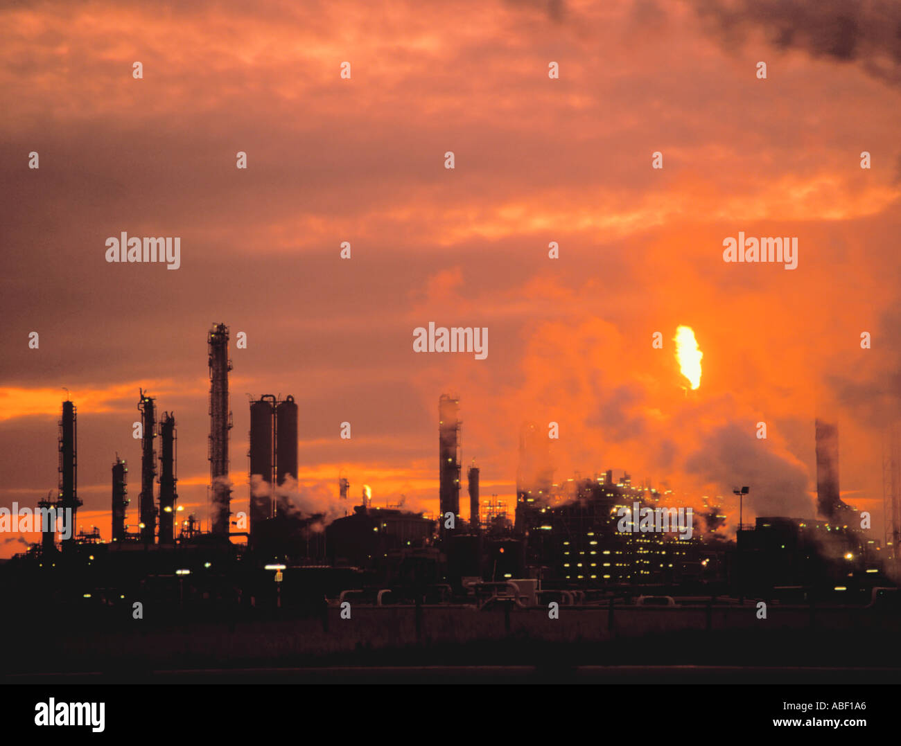 Chemical works at dusk; Chemical complex at Wilton, Teesside, Cleveland, England, UK. Stock Photo