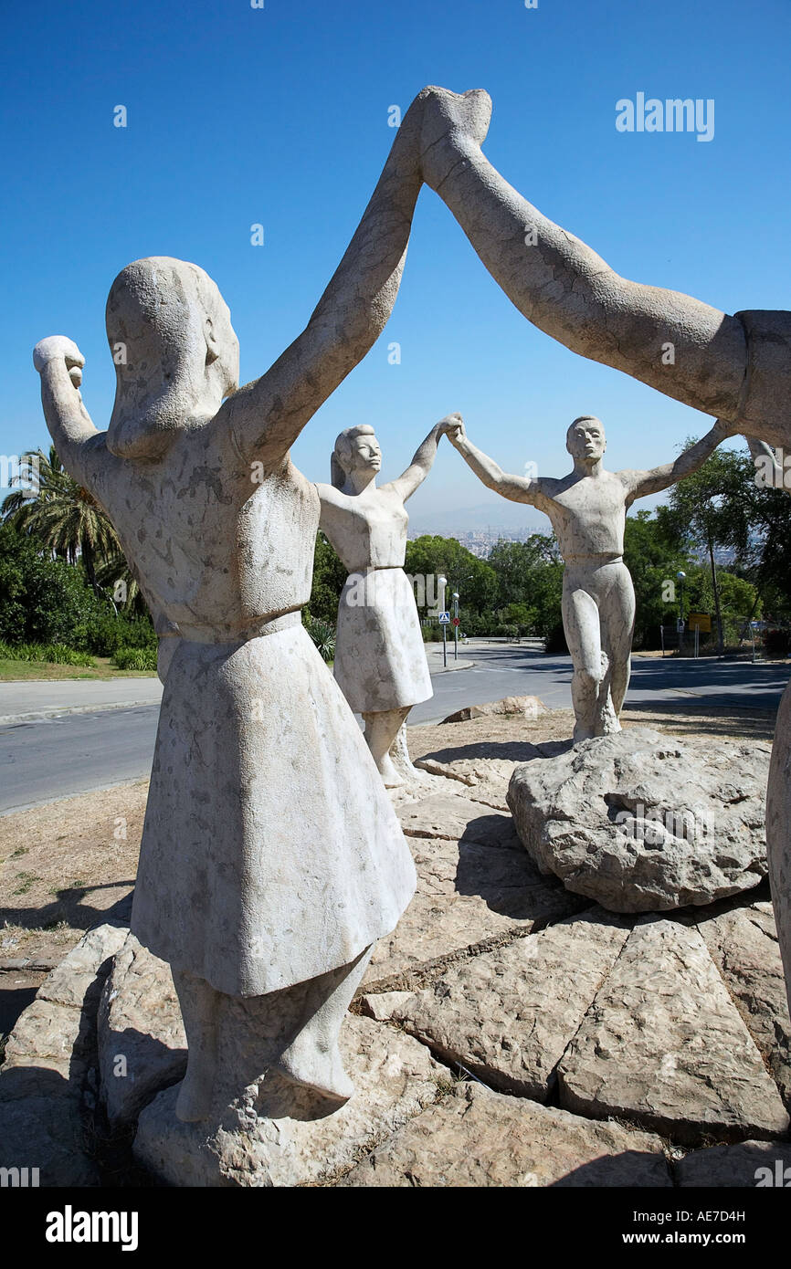 Sardana statues at Montjuic, Barcelona, Spain. Stock Photo