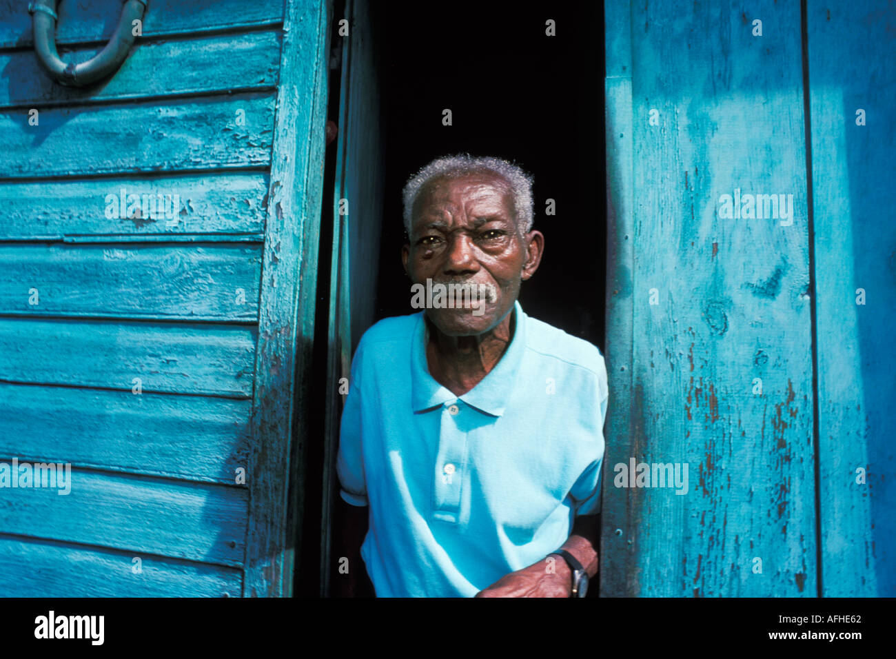 Martinique, Saint Pierre, Old man Stock Photo