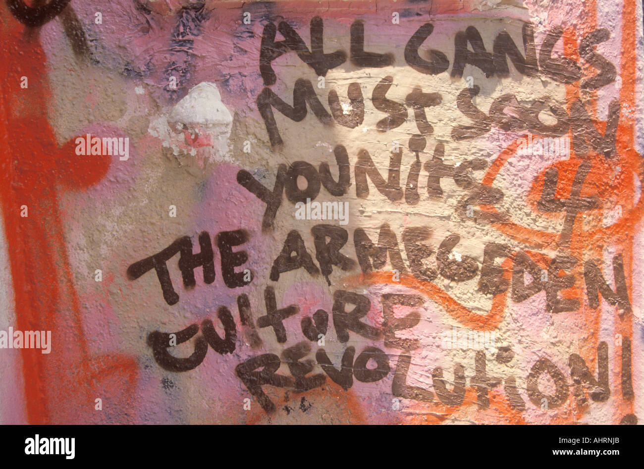 Gang Graffiti after riots South Central Los Angeles California Stock Photo