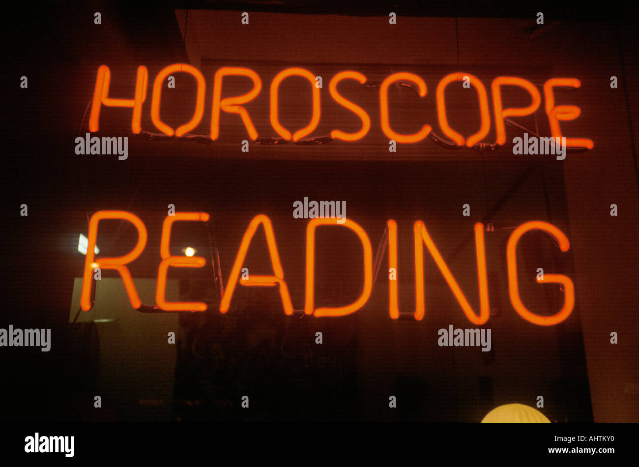 Neon Horoscope Reading sign in Los Angeles CA Stock Photo