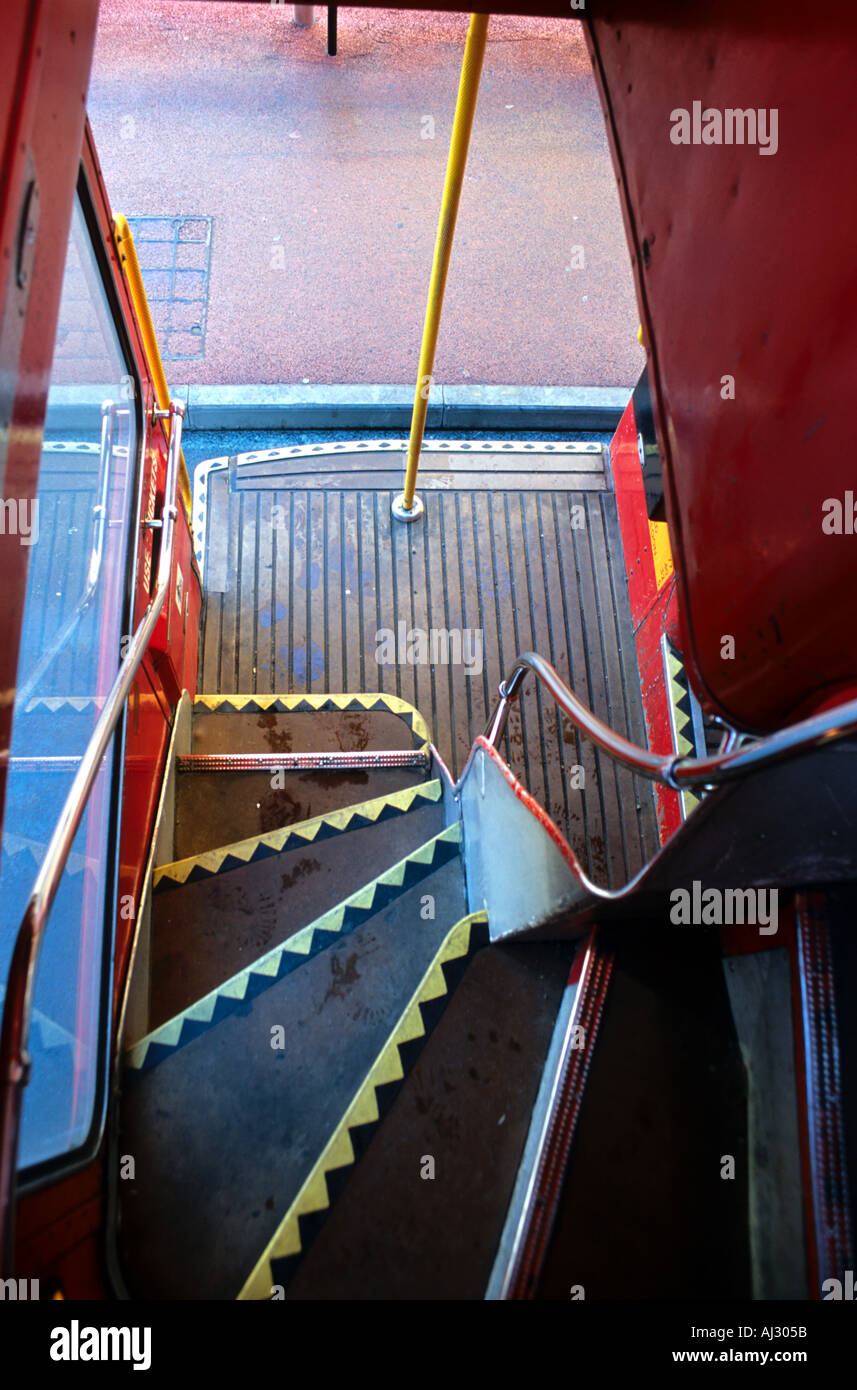 view of stairs in a bus Stock Photo