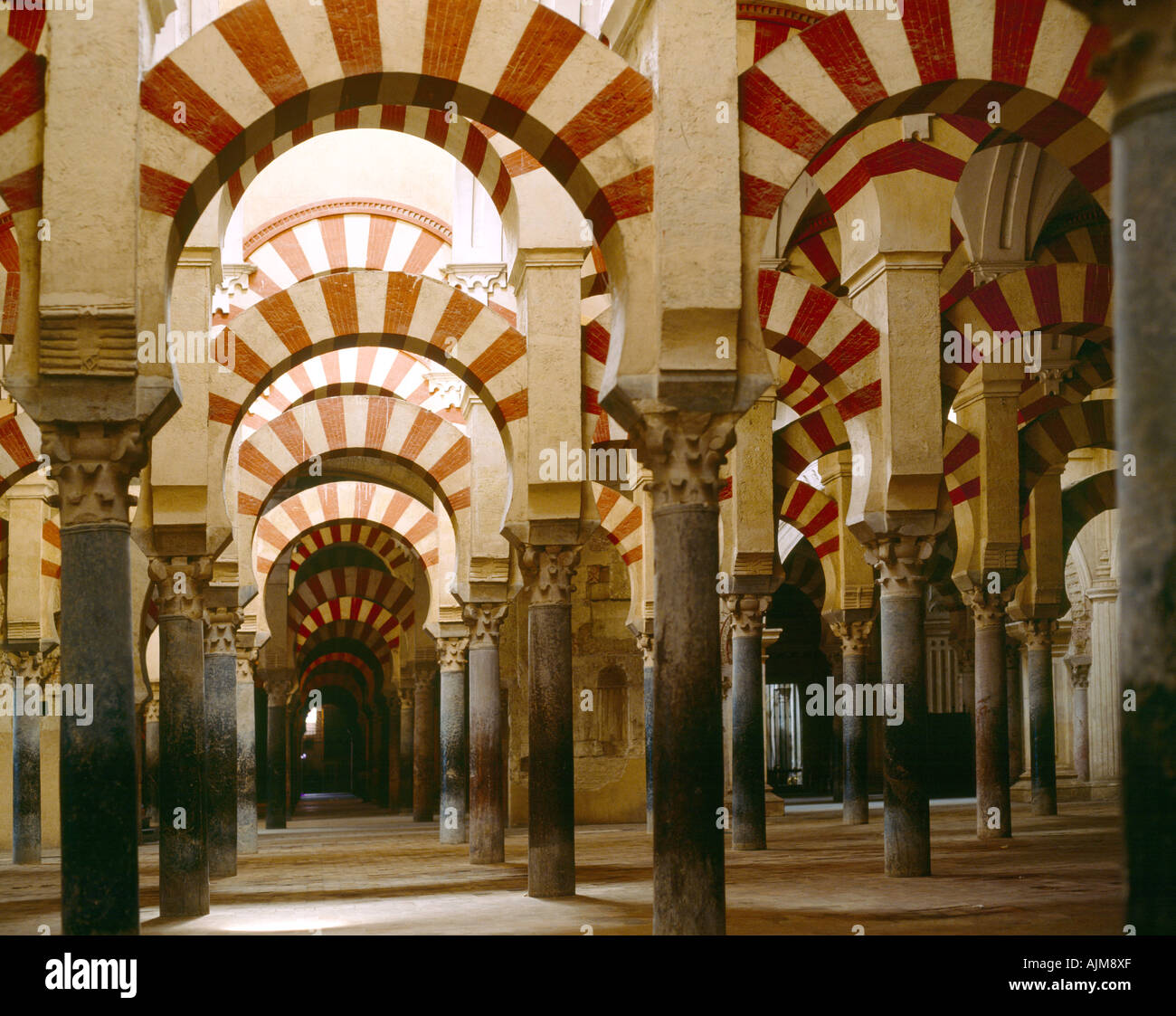 Cordoba Spain Mosque-Cathedral of Cordoba Arcaded Hypostyle Hall Stock Photo