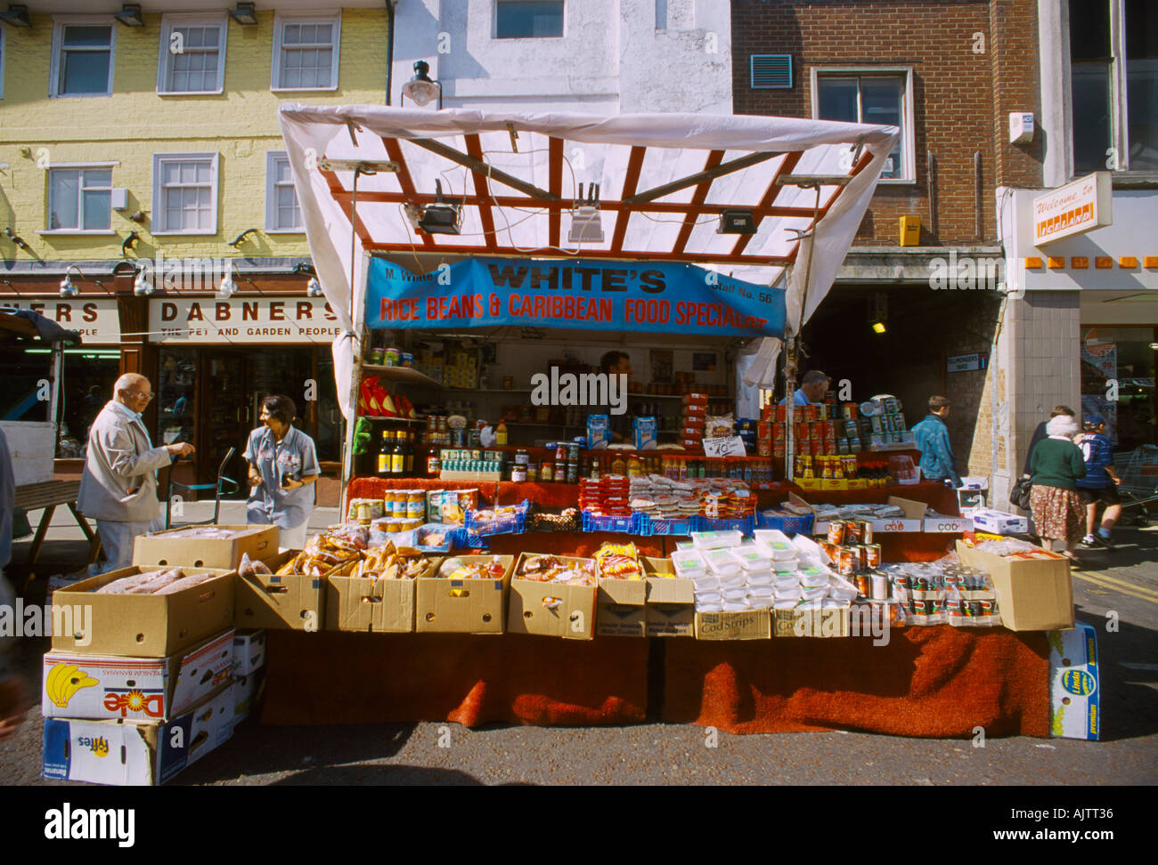 Caribbean Food Stall at Street Market in Surrey Street Croydon Surrey England Stock Photo