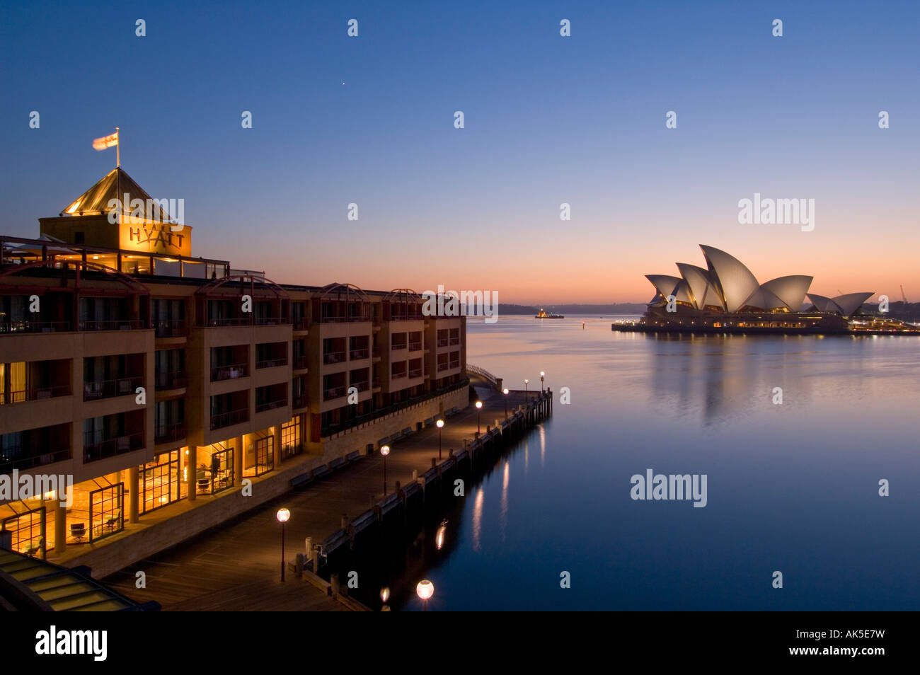 Sydney Opera House at dawn from the Park Hyatt Sydney New South Wales Australia Stock Photo