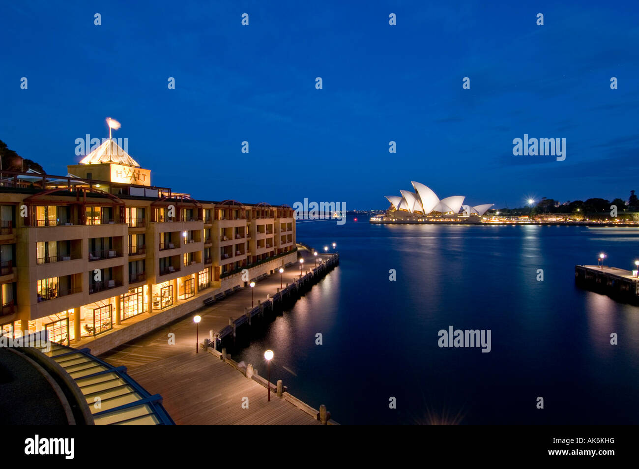 Sydney Opera House at dusk from the Park Hyatt Sydney New South Wales Australia Stock Photo