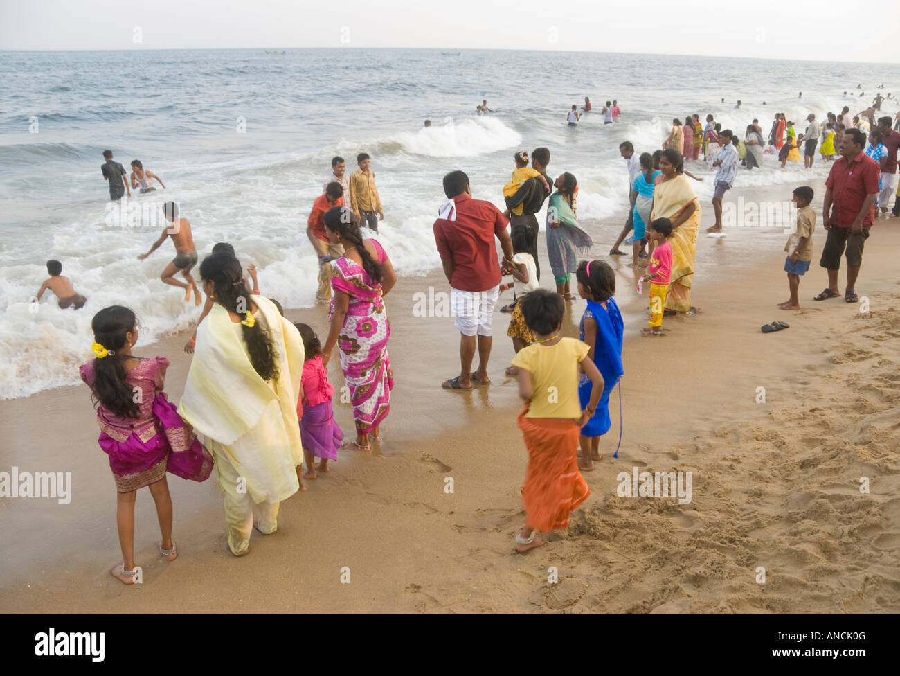 People on Marina beach in Chennai South India Stock Photo