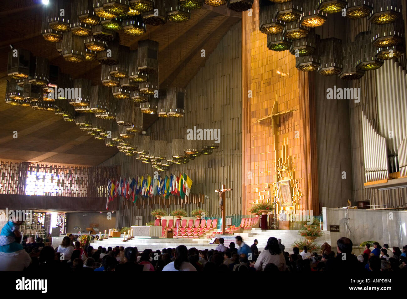 The interior of the modern Basilica of Guadalupe in Mexico City Mexico ...