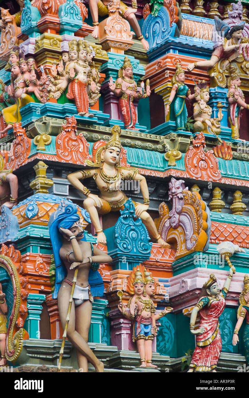 Detail of the figurines on the Kapaleeswarer Siva Temple Chennai Tamil Nadu India Stock Photo