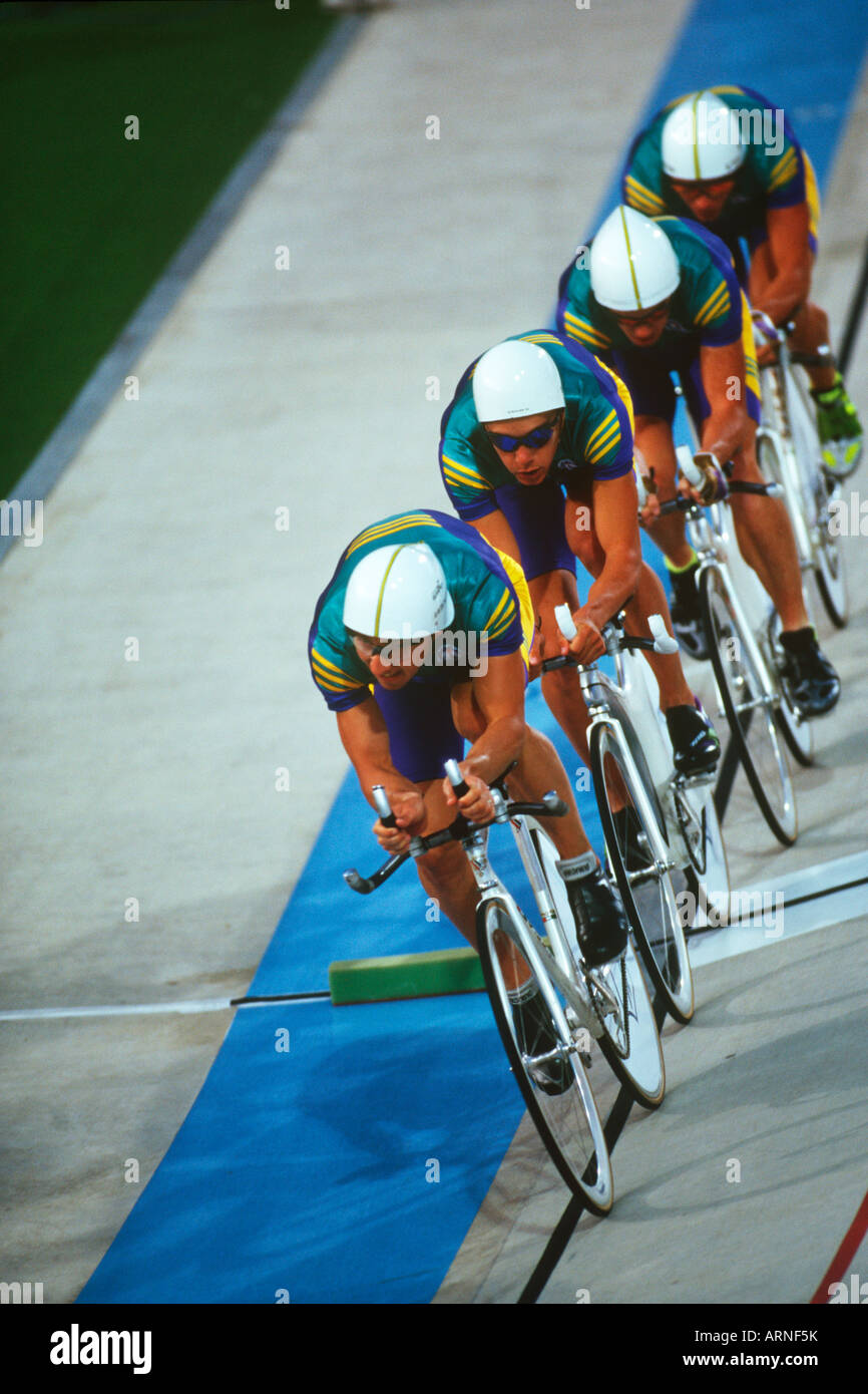 Velodrome bicycle racing team, British Columbia, Canada. Stock Photo