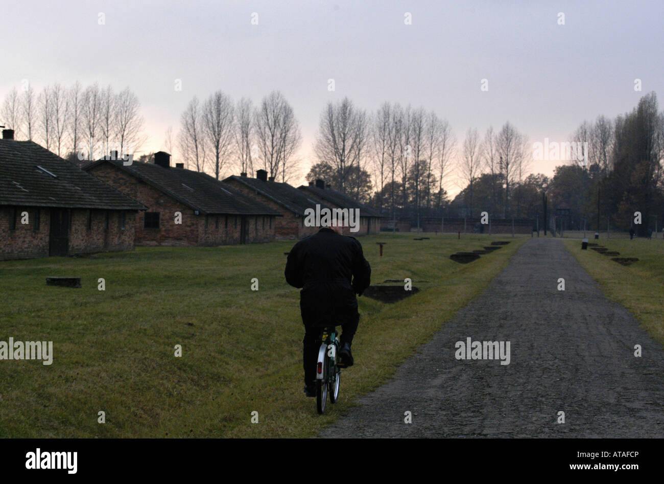 Death zone in the Auschwitz-Birkenau Former Nazi German Concentration Camp Stock Photo