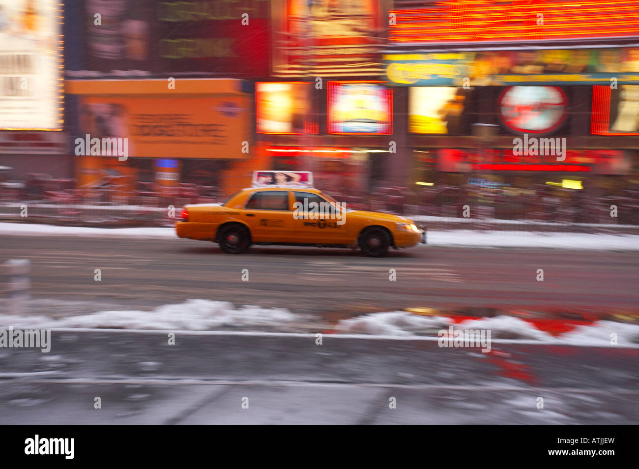 New York Taxi cab on Broadway Stock Photo