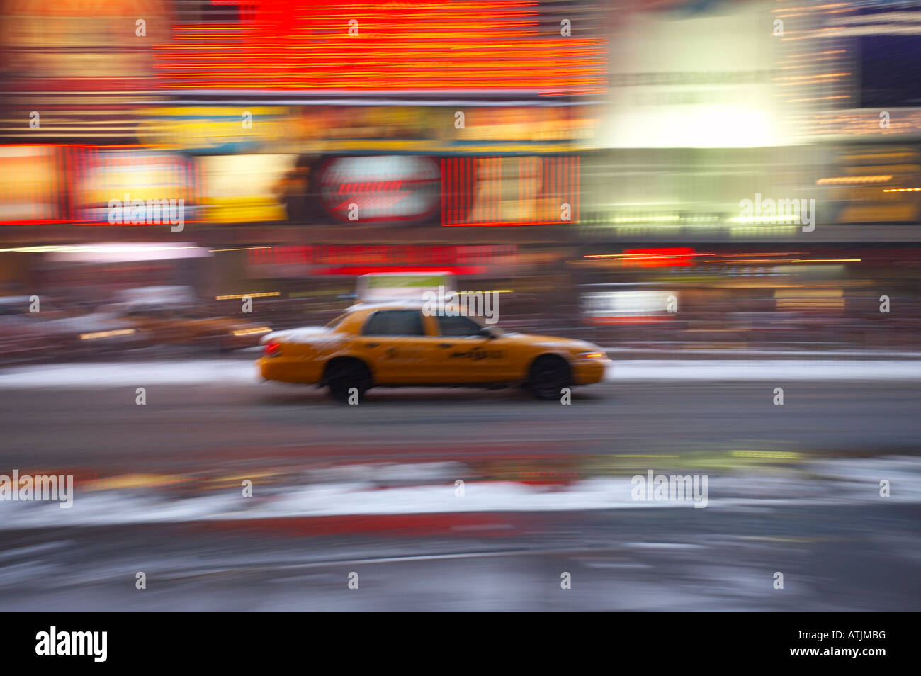 New York Taxi cab on Broadway Stock Photo