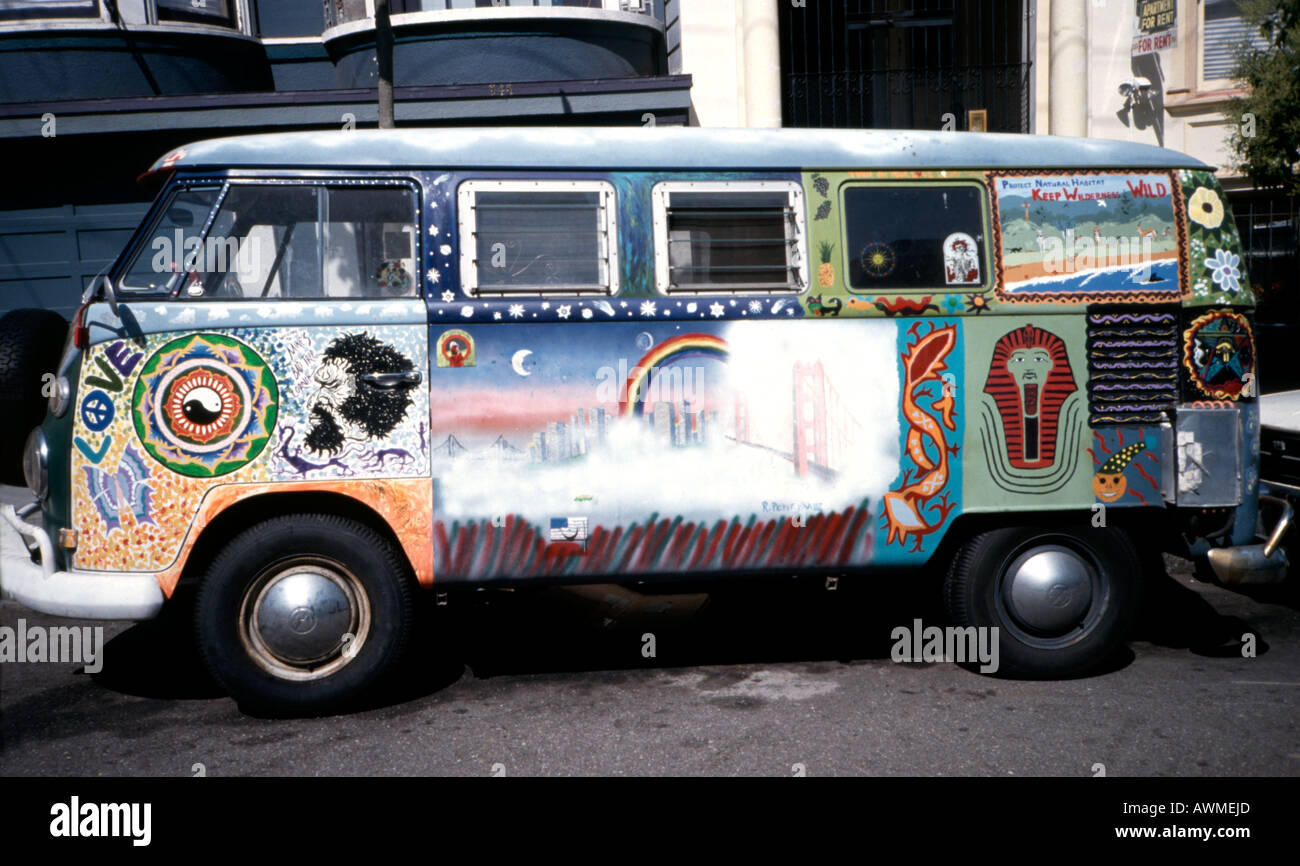 "Hippy" microbus in USA Stock Photo