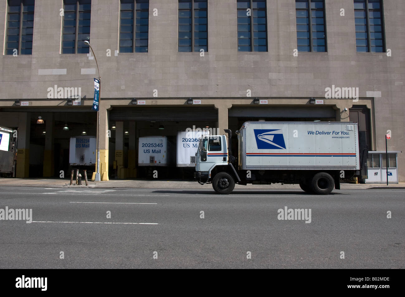 Loading dock of the USPS Morgan General Mail Facility on the West Side of Manhattan in NYC Stock Photo