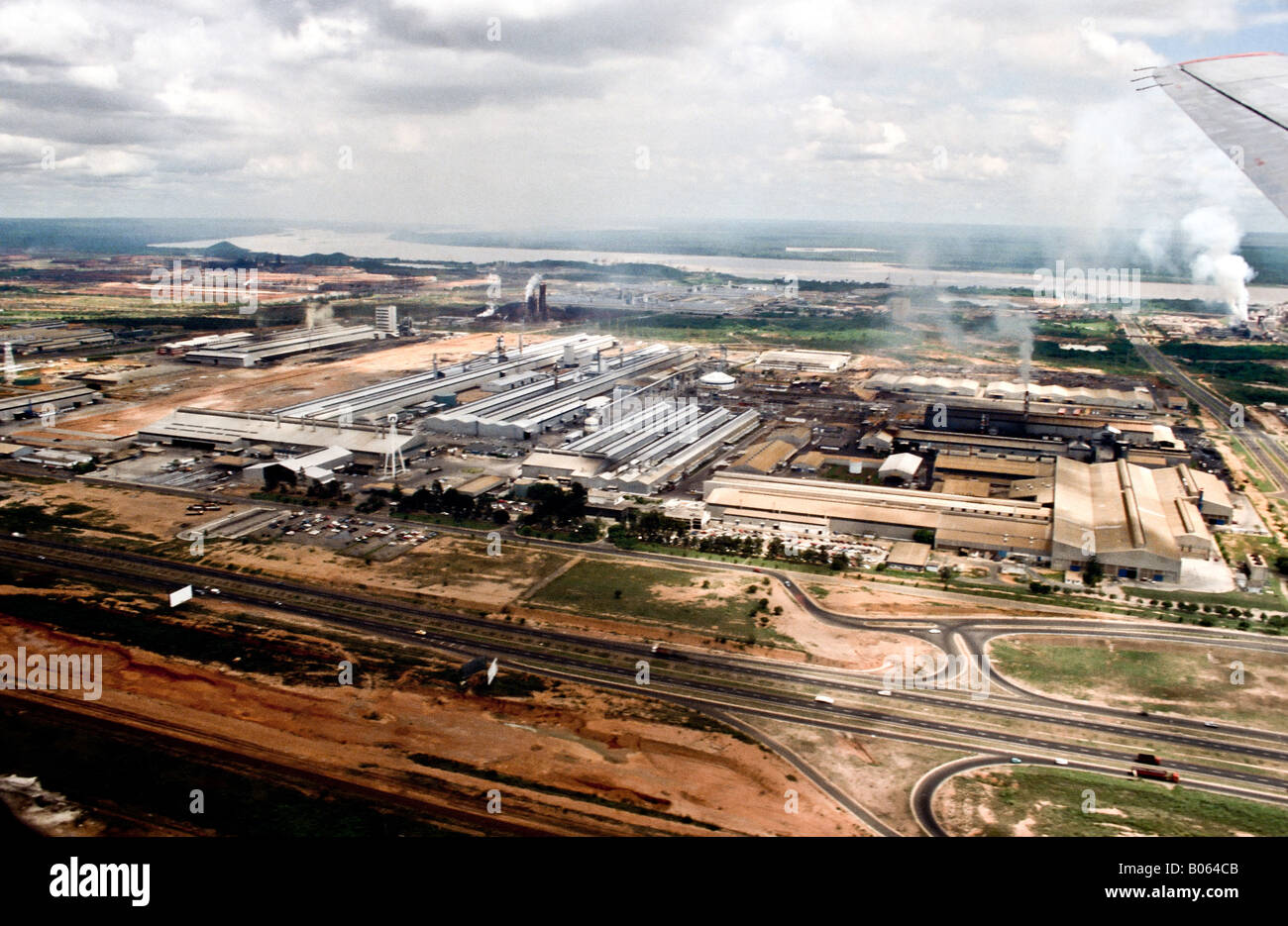 Aerial view of primary aluminum reduction facility in Venezuela Stock Photo