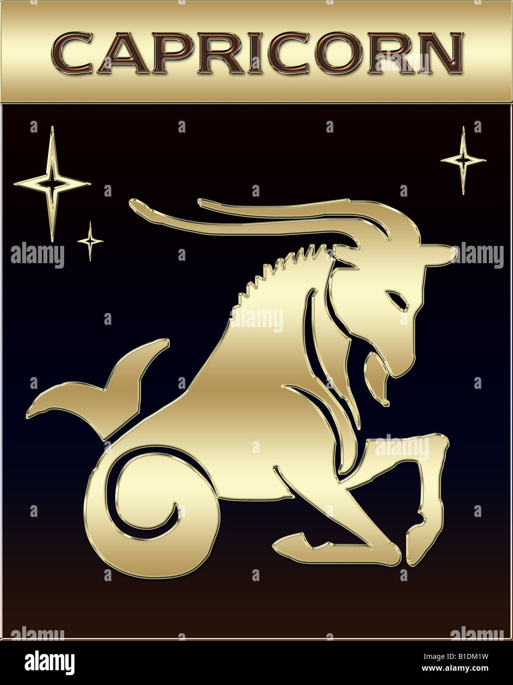 Golden Zodiac sign illustration with name Stock Photo