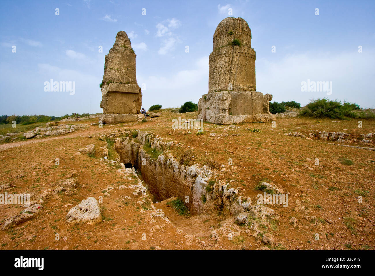 4th Century BC Monumental Tower or al Maghazel Necropolis at the Phoenician Ruins of Amrit near Tartus Syria Stock Photo