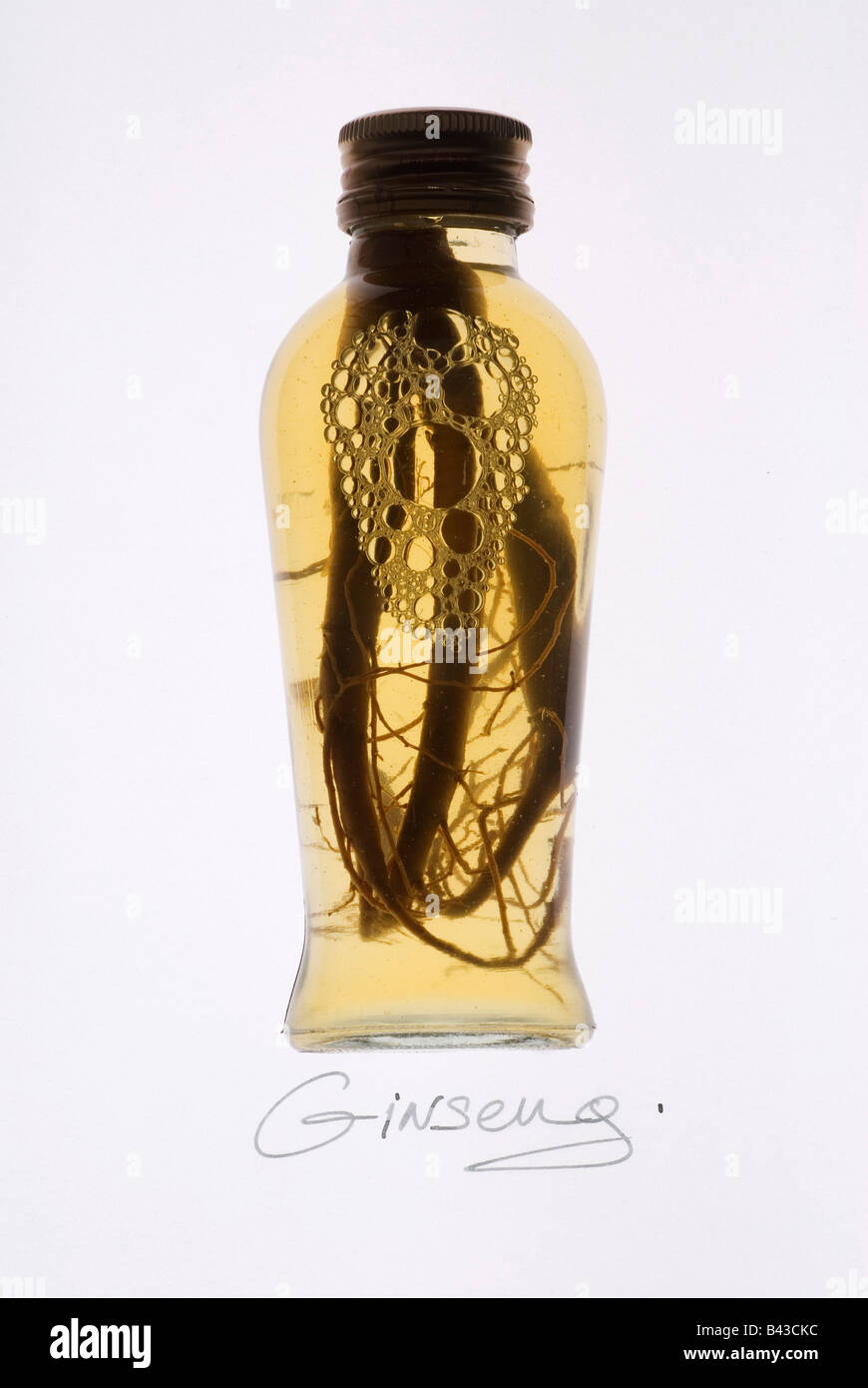 Bottle of ginseng Stock Photo