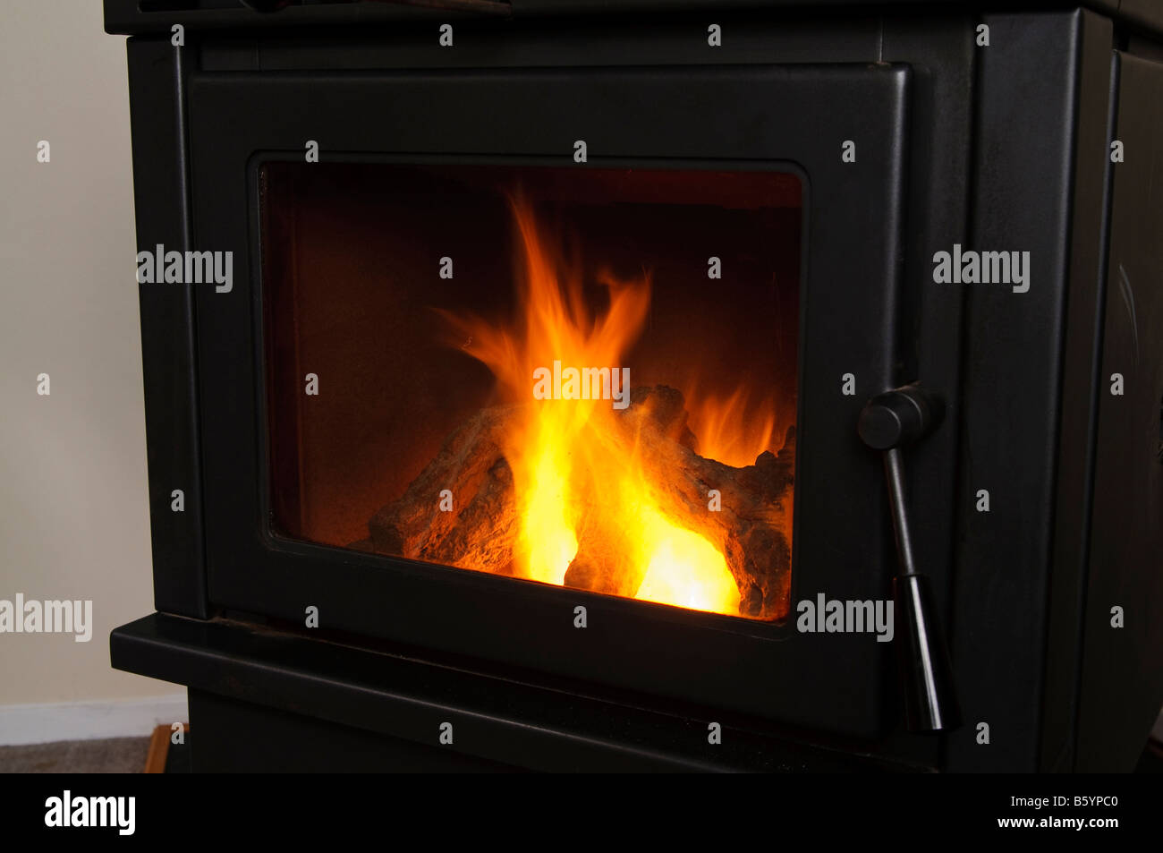 Pellet stove, an alternative heat source. Stock Photo