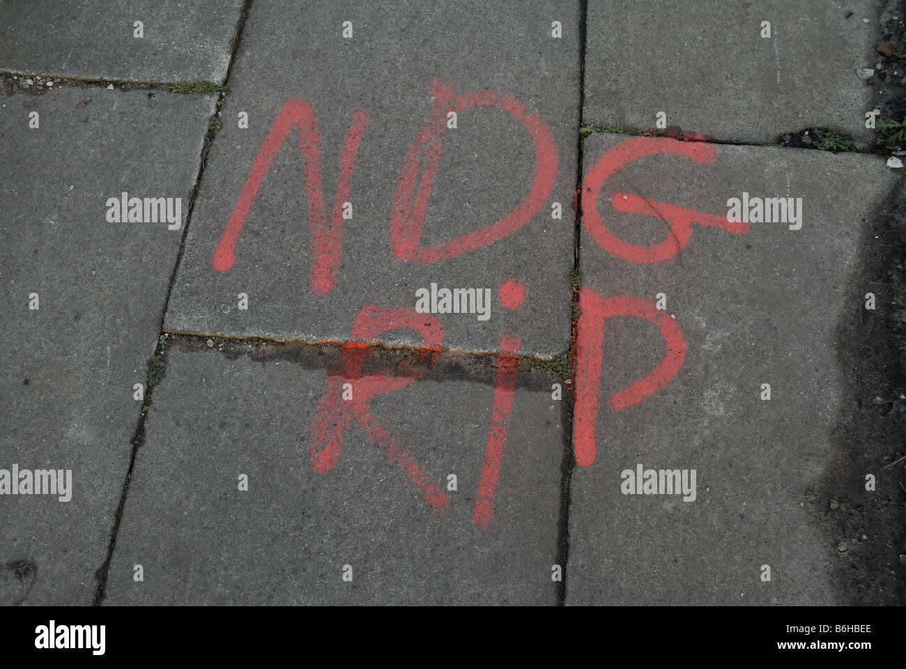 Youth gang graffiti in Liverpool England UK. Nogga Dogz are a group of young men from the Norris Green area of the city. Stock Photo