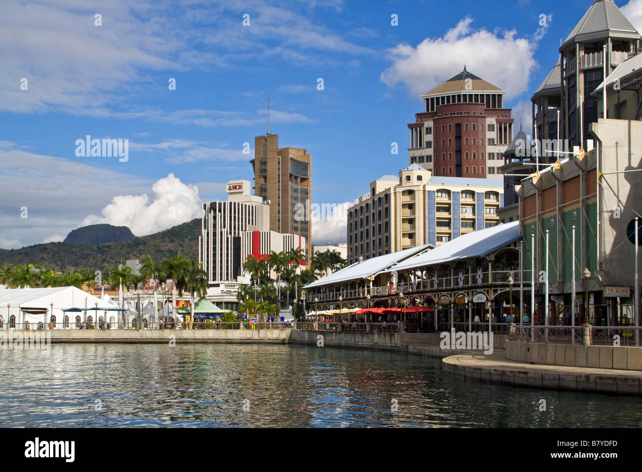 Port Louis waterfront downtown city center Mauritius Africa Stock Photo