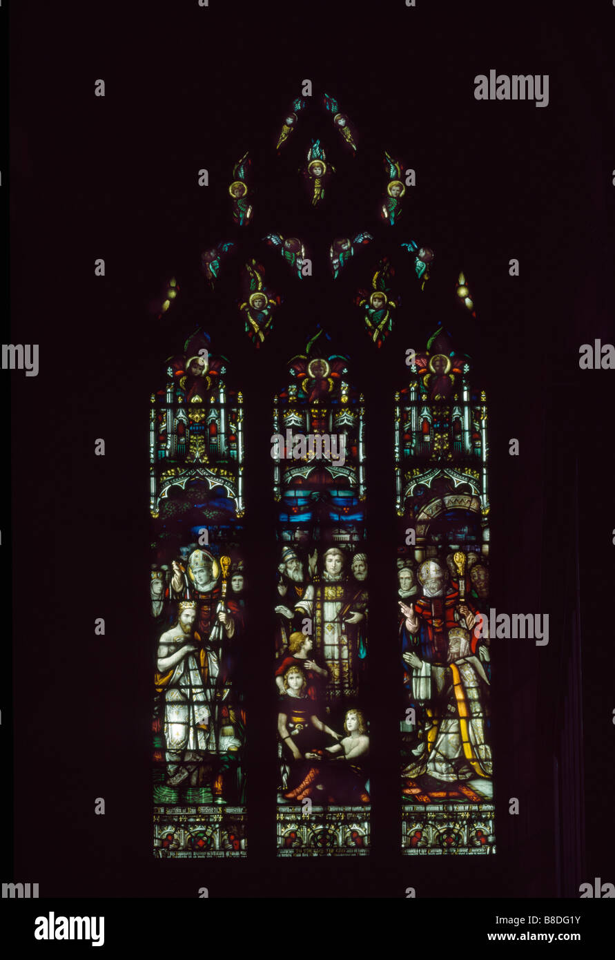 Hexham Abbey Window 'Angels Not Angles' Stock Photo