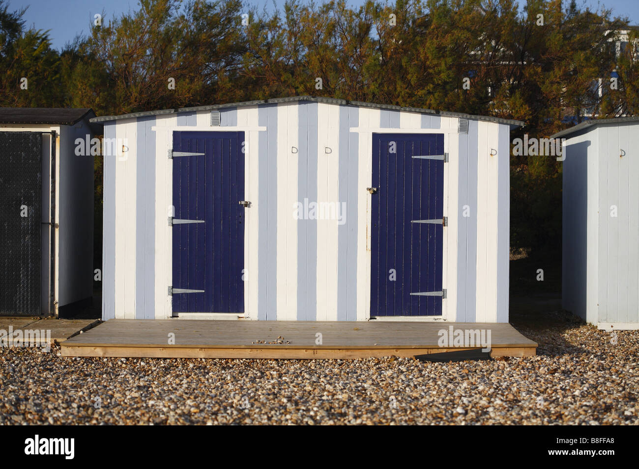 blue beach hut Stock Photo