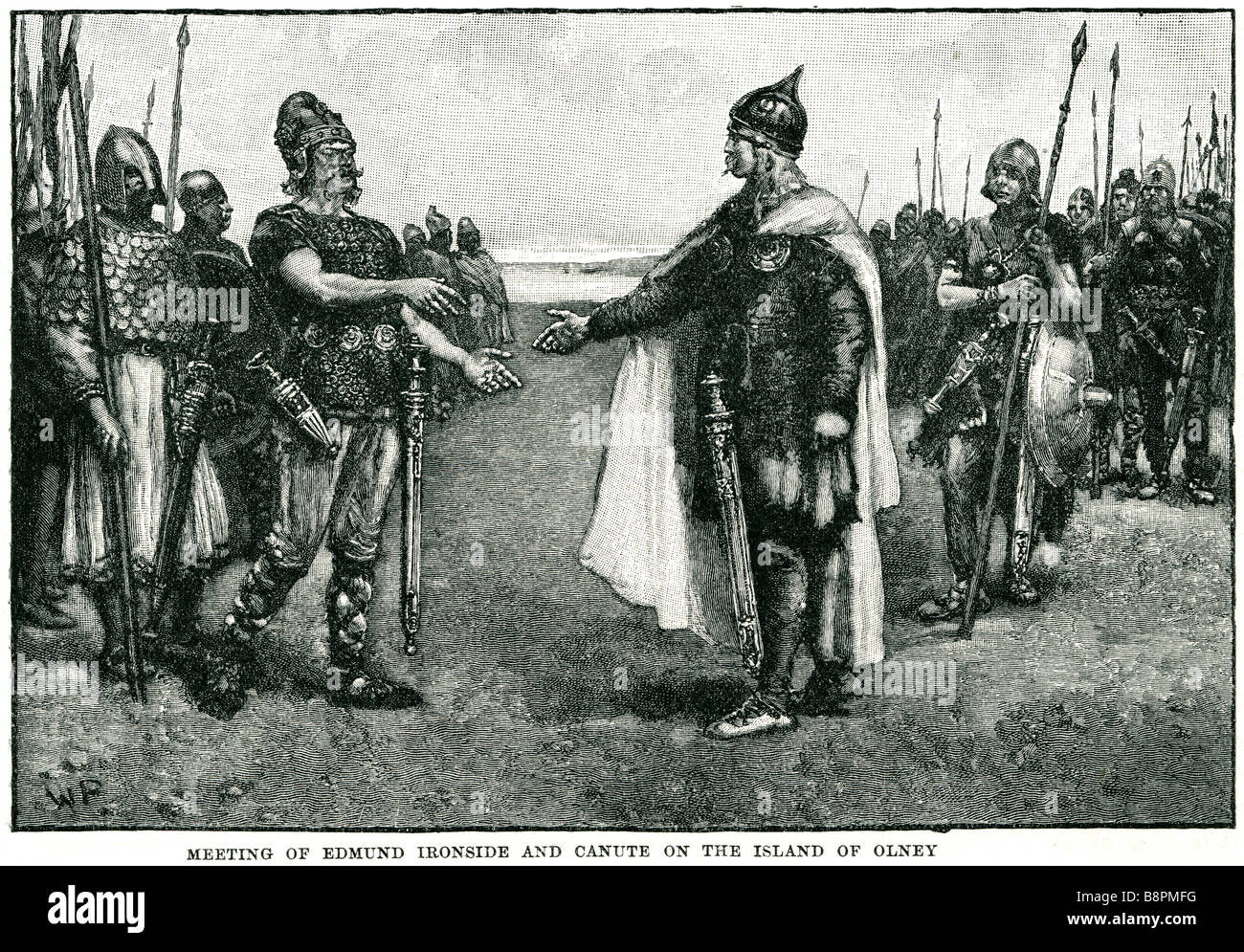 meeting of edmund ironside and canute on the island of olney Edmund Ironside or Eadmund (c. 988/993 – 30 November 1016), surname Stock Photo