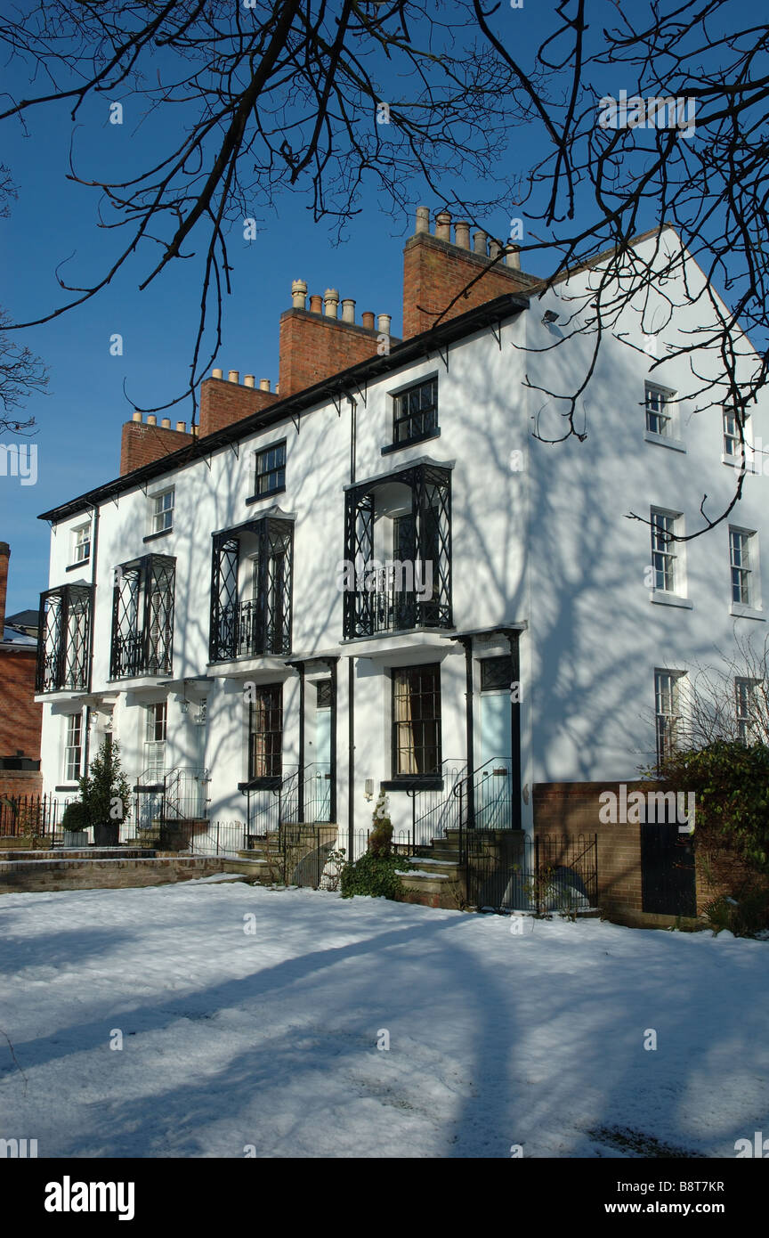 row of terraced town houses, New Walk, Leicester, East Midlands, England, UK Stock Photo